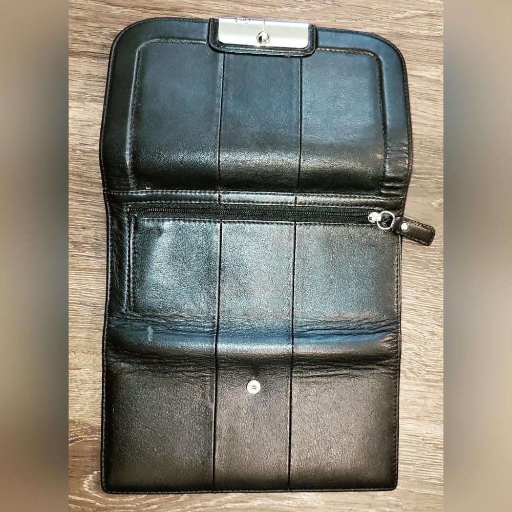 Coach Black Leather Wallet with Silver Accent - Picture 10 of 10
